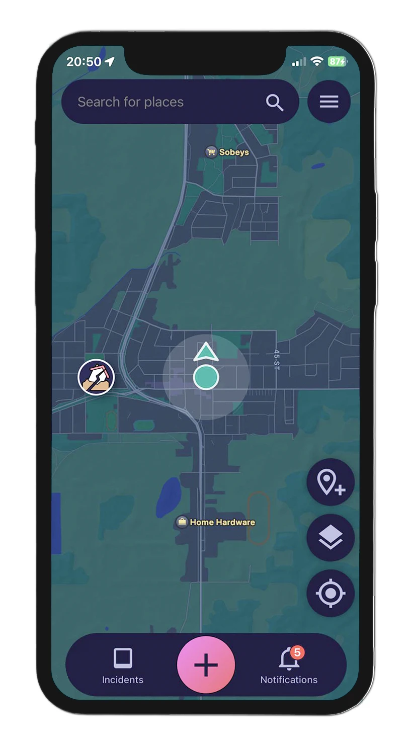 Personal alert safety system mobile app for reporting incidents and receiving safety alerts in Canada